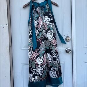 jonathan martin Black Teal Paisley One-Shoulder Dress